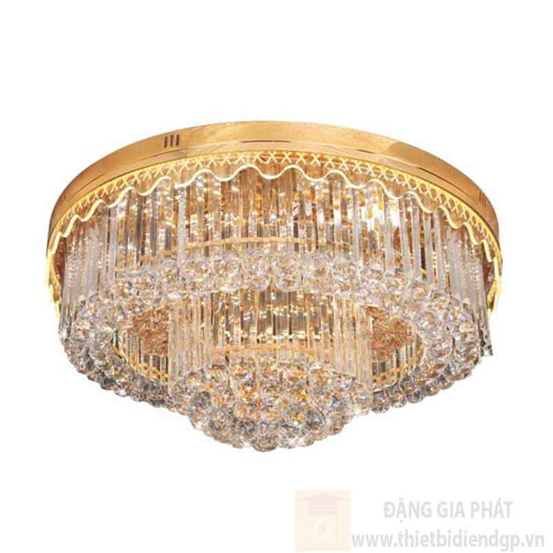 Đèn mâm ốp trần pha lê tròn Ø800*H380, 147 crystals, K9, remote đổi màu